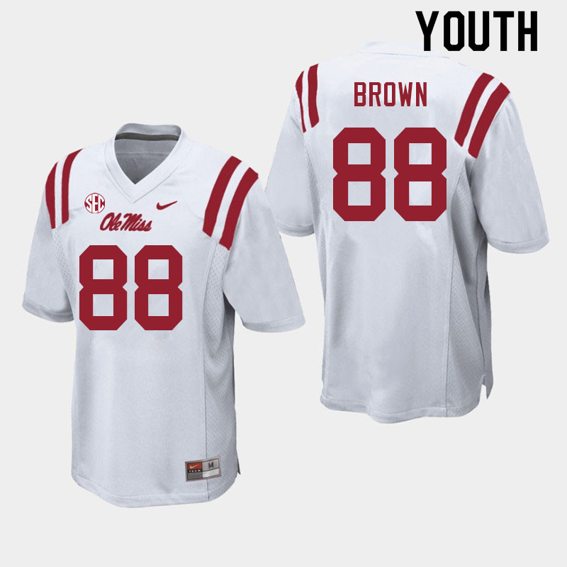 Bralon Brown Ole Miss Rebels NCAA Youth White #88 Stitched Limited College Football Jersey SWP6458XA